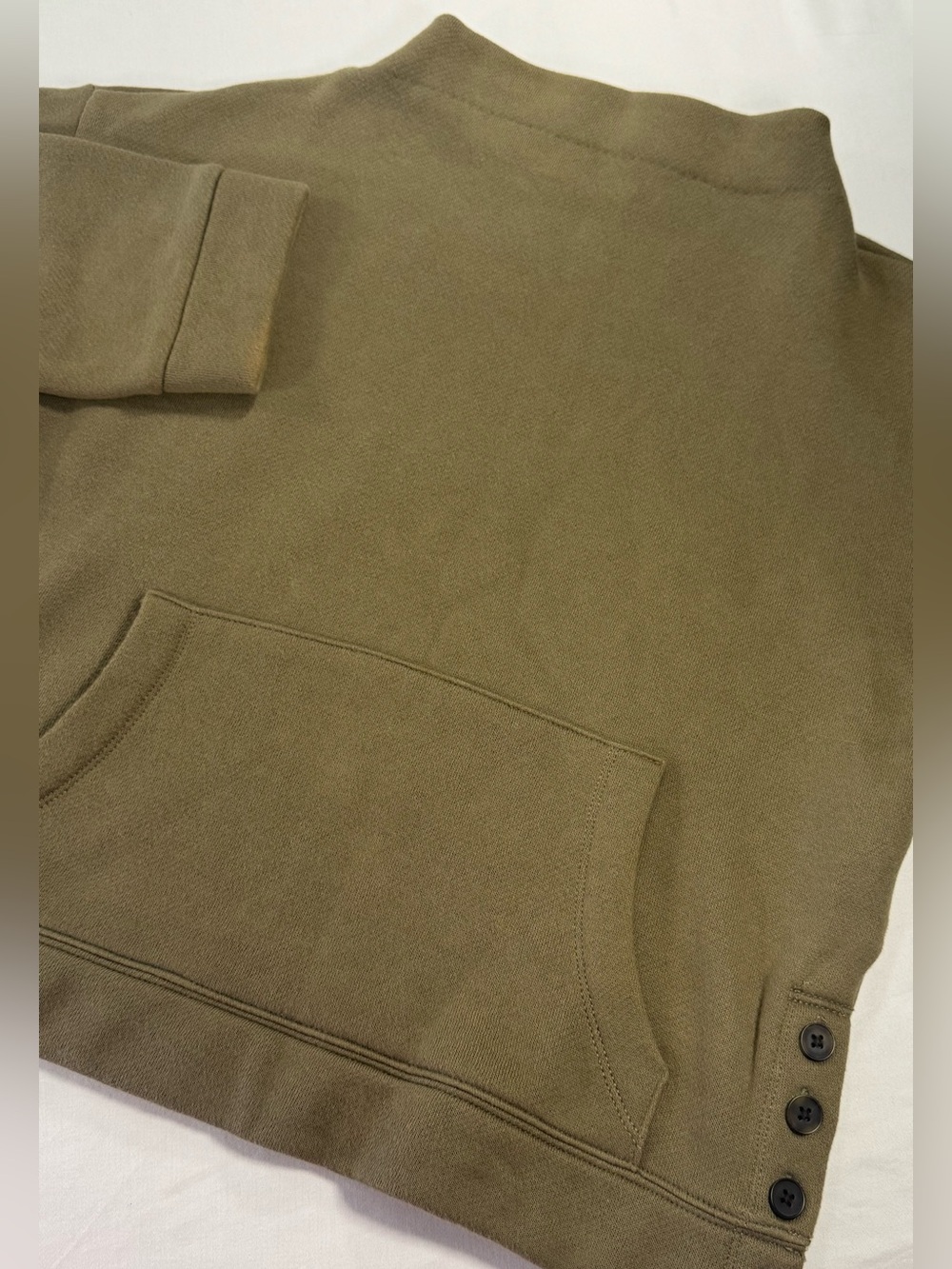 Madewell MWL Women's XS Earthy Green Mock Neck Sweater w/ Front Pocket & Buttons - Picture 1 of 13